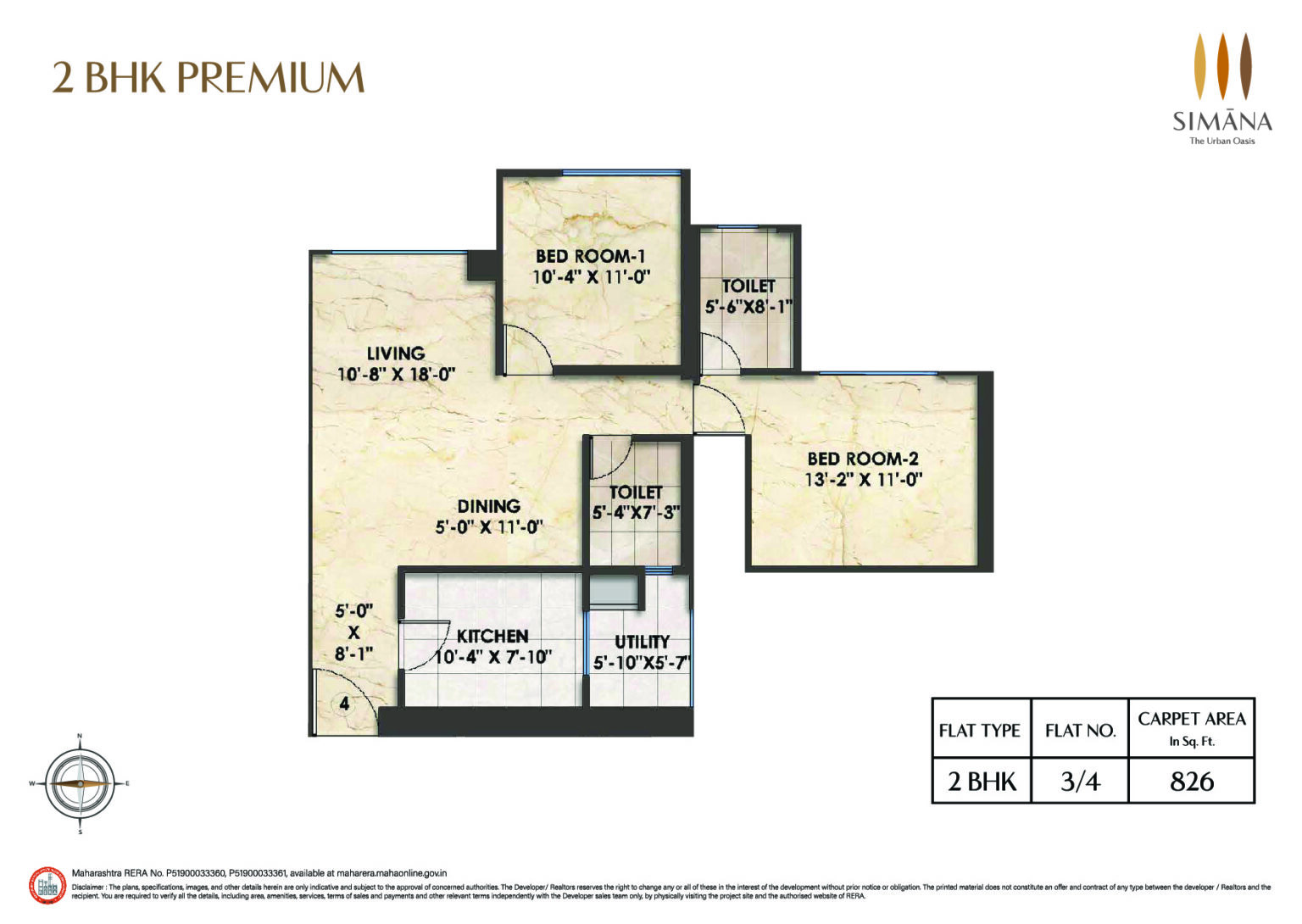 2 BHK floor plan Simana by Bhoomi Parel Mumbai