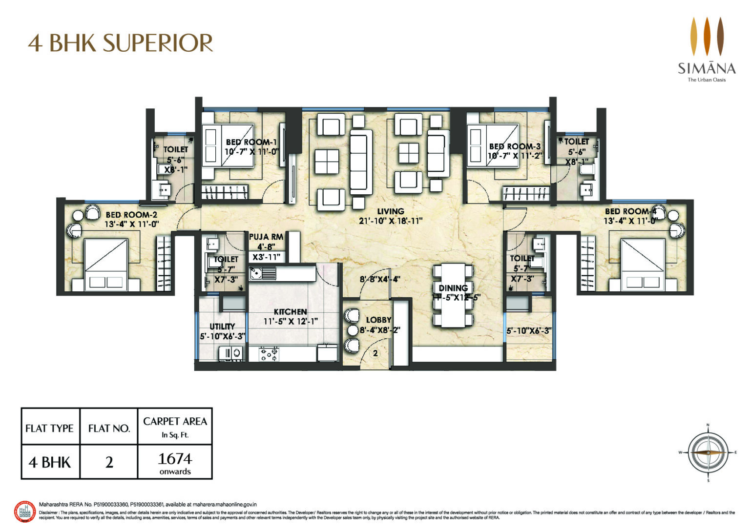 4 BHK luxury floor plan Simana by Bhoomi South Mumbai